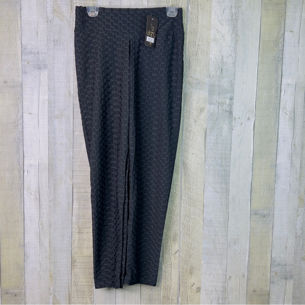 L/XL Cinch Bubble Butt Cropped Pants Athletic Black